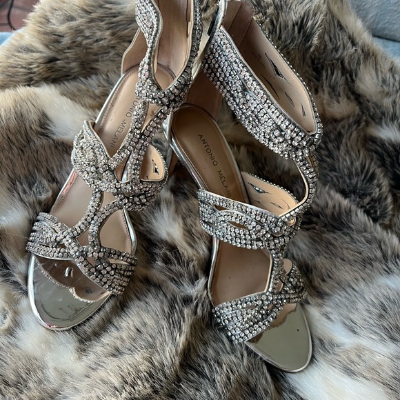 Antonio Melani Beautiful Silver Heels . Size 8 like new worn 1 time ! main image 0